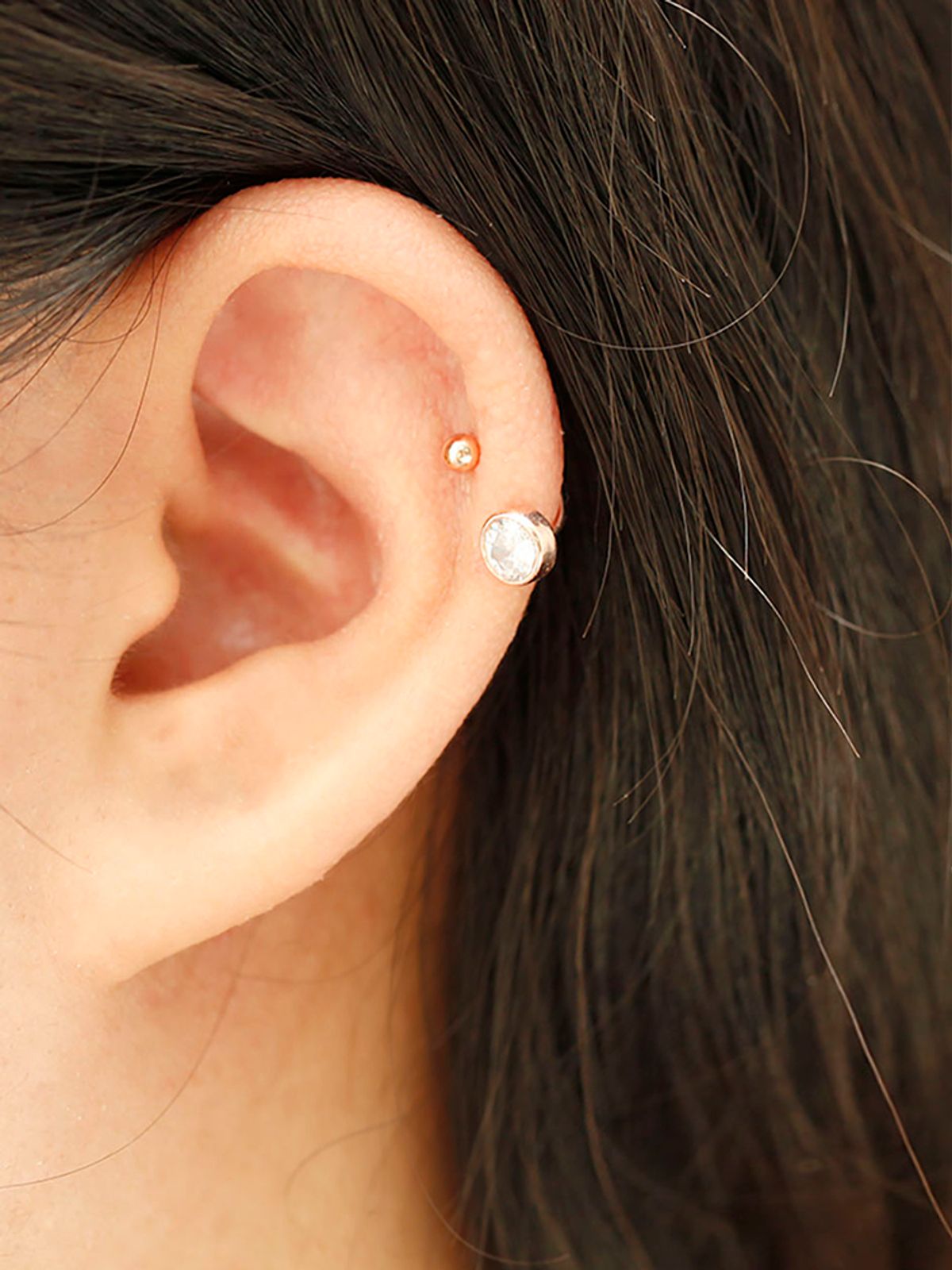 미니멀피어싱(MINIMALPIERCING) 14K 미니멀 큐빅 투웨이 피어싱 귀걸이