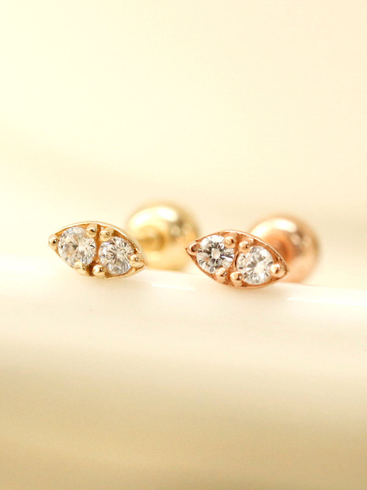 미니멀피어싱(MINIMALPIERCING) 14K 초미니 더블 큐빅 피어싱 귀걸이