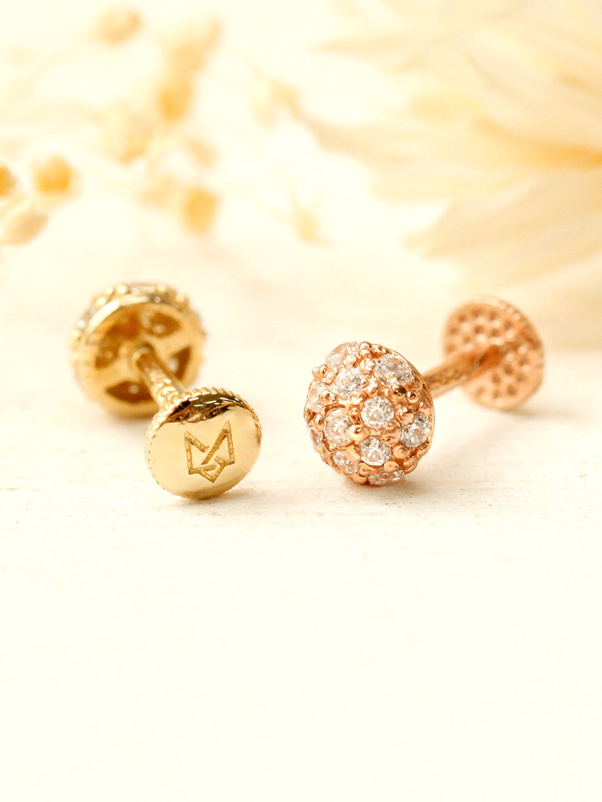 미니멀피어싱(MINIMALPIERCING) 14K 큐빅 반구 라블렛 피어싱