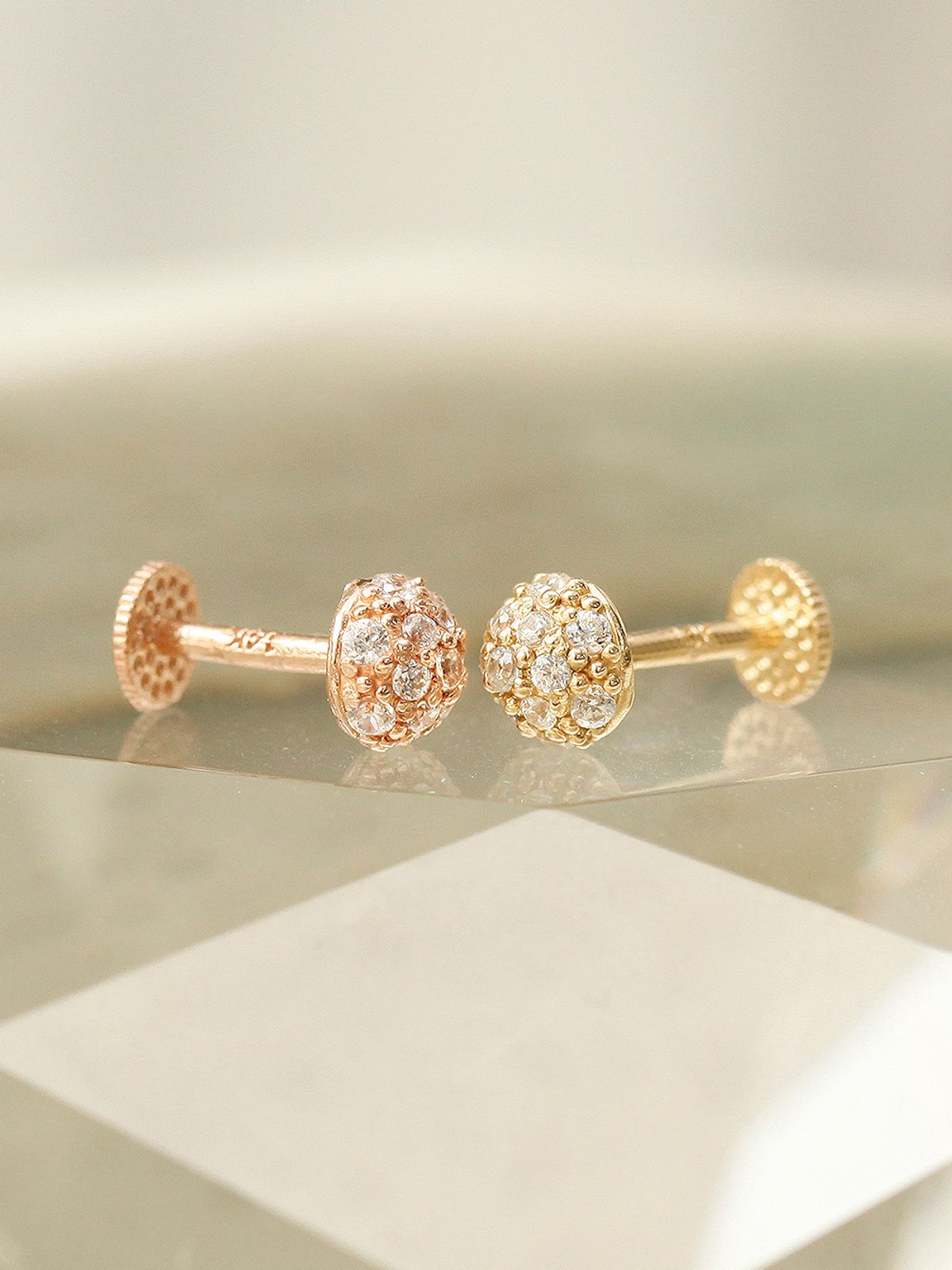 미니멀피어싱(MINIMALPIERCING) 14K 큐빅 반구 라블렛 피어싱
