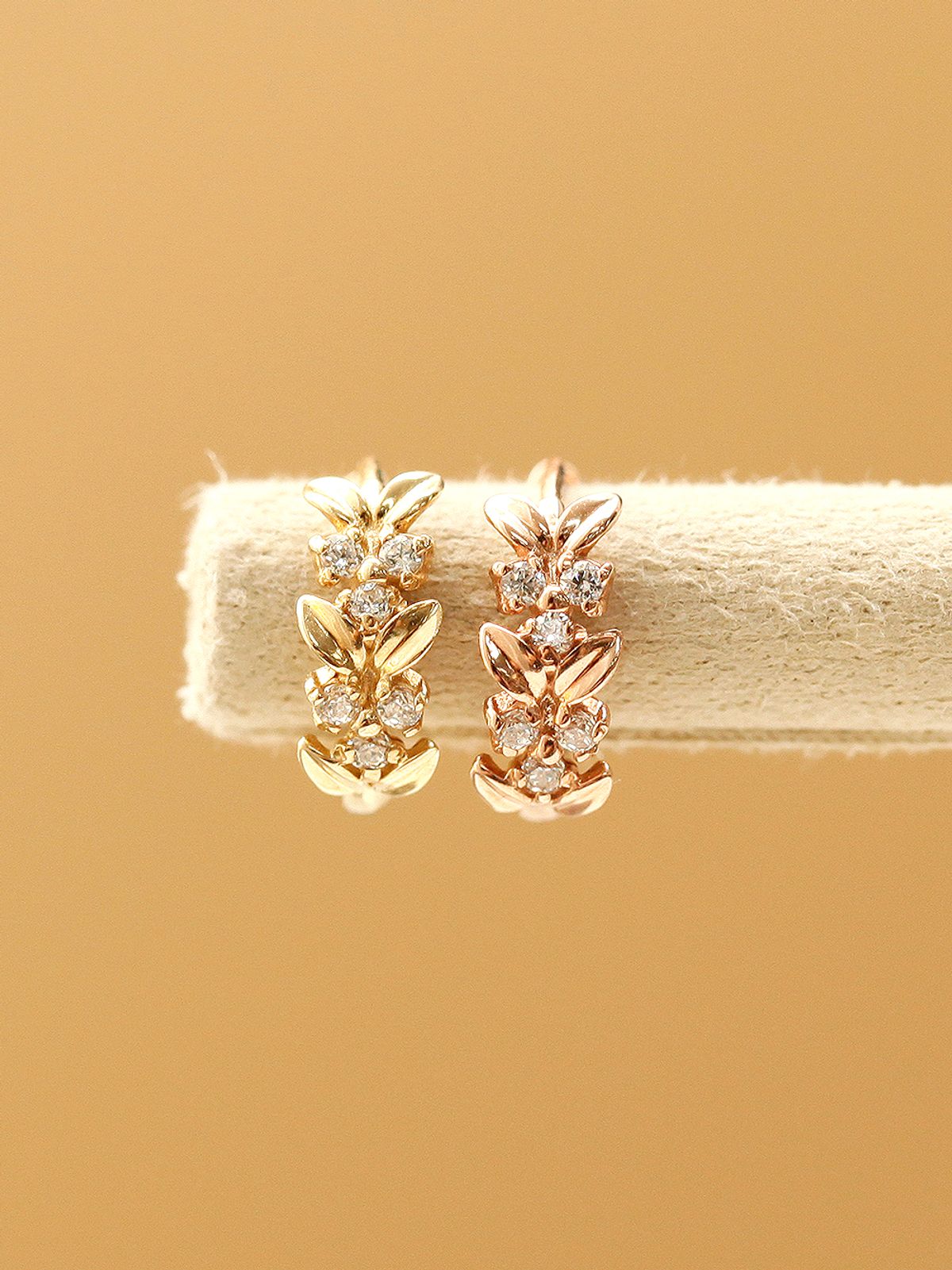 미니멀피어싱(MINIMALPIERCING) 14K 18K 리프 큐빅 원터치 링 피어싱 귀걸이