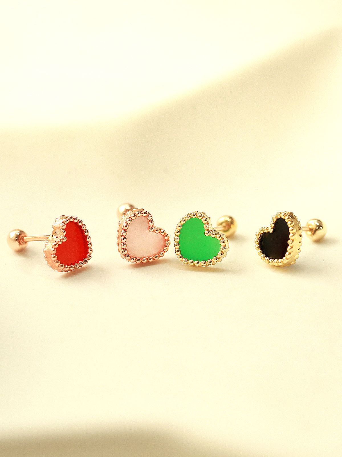 미니멀피어싱(MINIMALPIERCING) 14K 천연 자개 오닉스 하트 피어싱 귀걸이