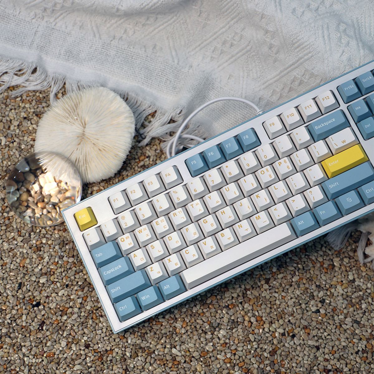 콕스(COX) CK01SL TKL PBT 45GF 저소음 텐키리스 기계식 키보드(크림소다, 45g 저소음 백축)