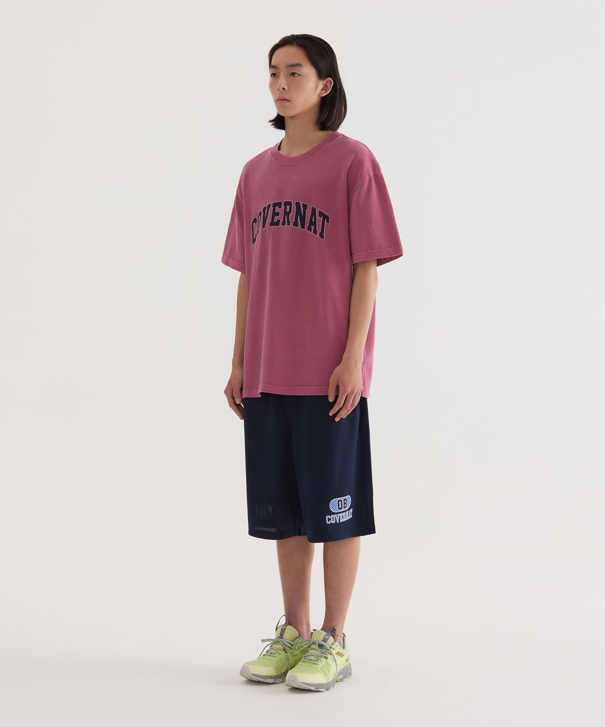 커버낫(COVERNAT) 아치 아플리케 다잉 티셔츠 Magenta