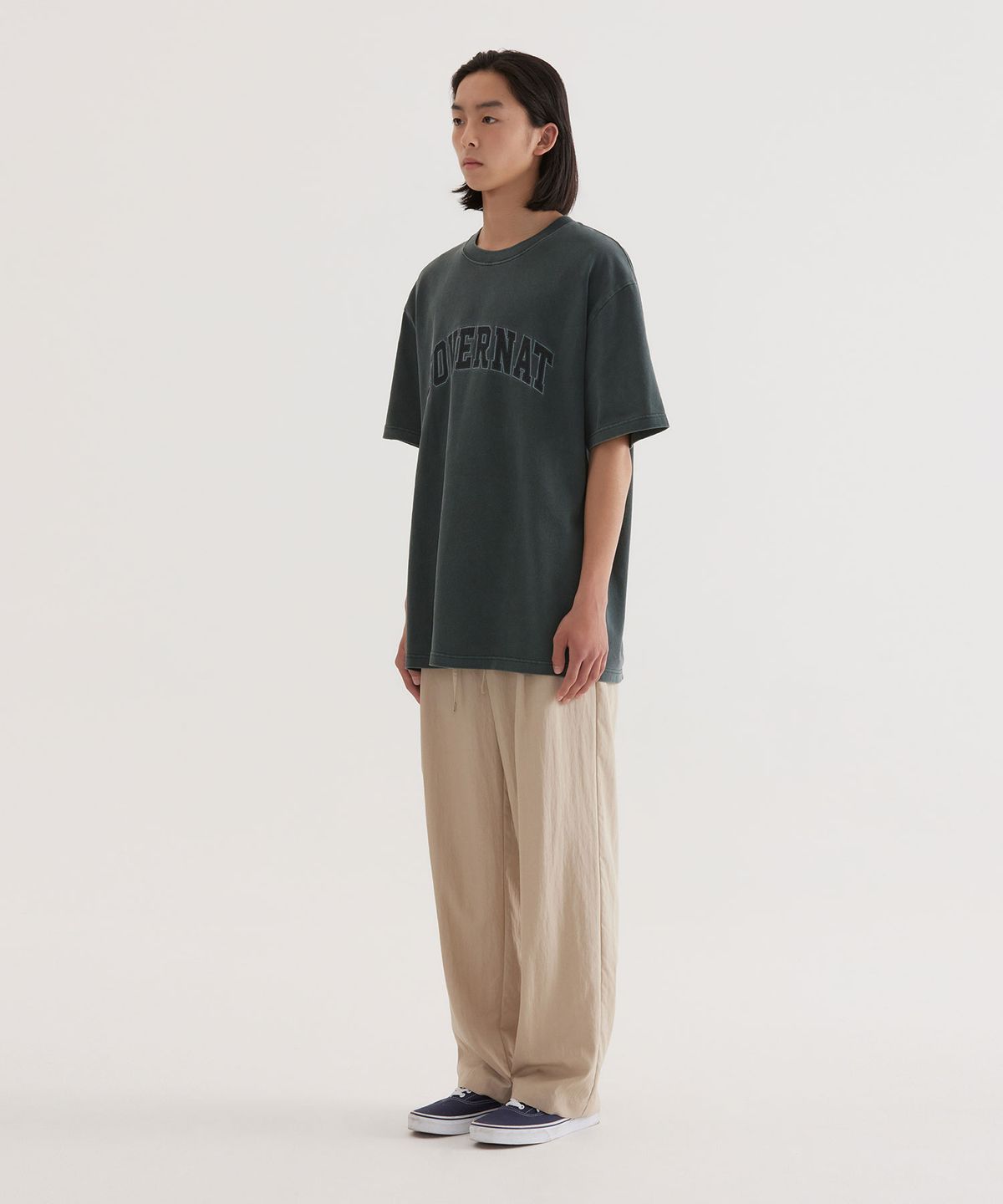 커버낫(COVERNAT) 아치 아플리케 다잉 티셔츠 Khaki