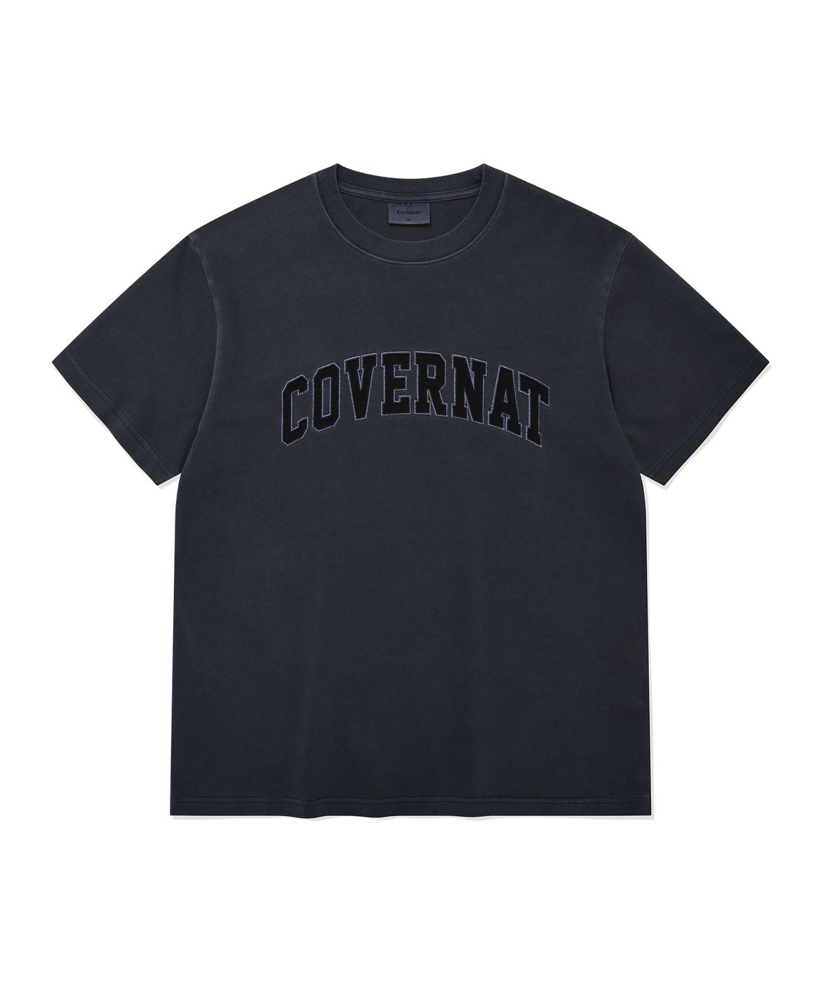 커버낫(COVERNAT) 아치 아플리케 다잉 티셔츠 Dark Navy