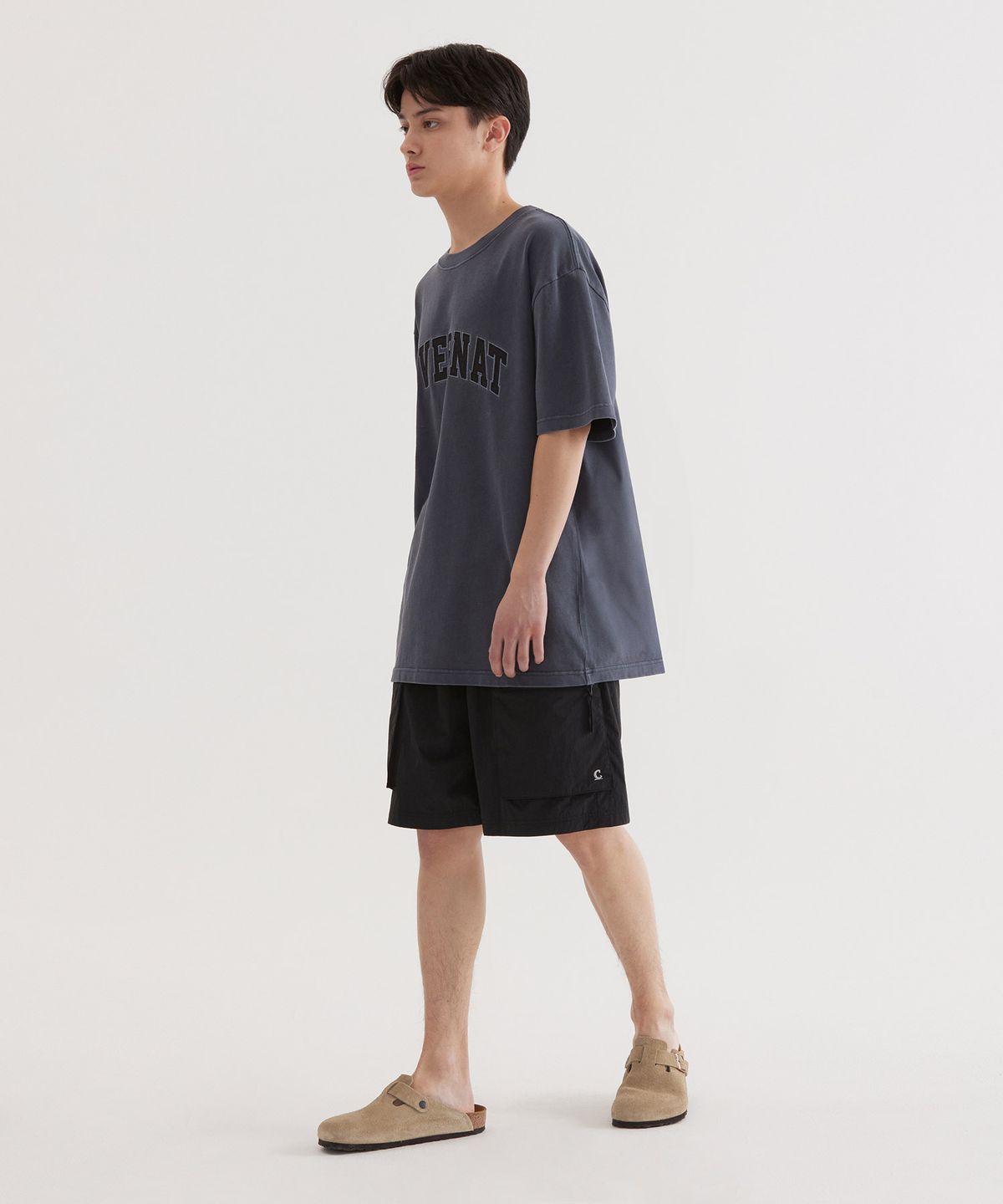 커버낫(COVERNAT) 아치 아플리케 다잉 티셔츠 Dark Navy