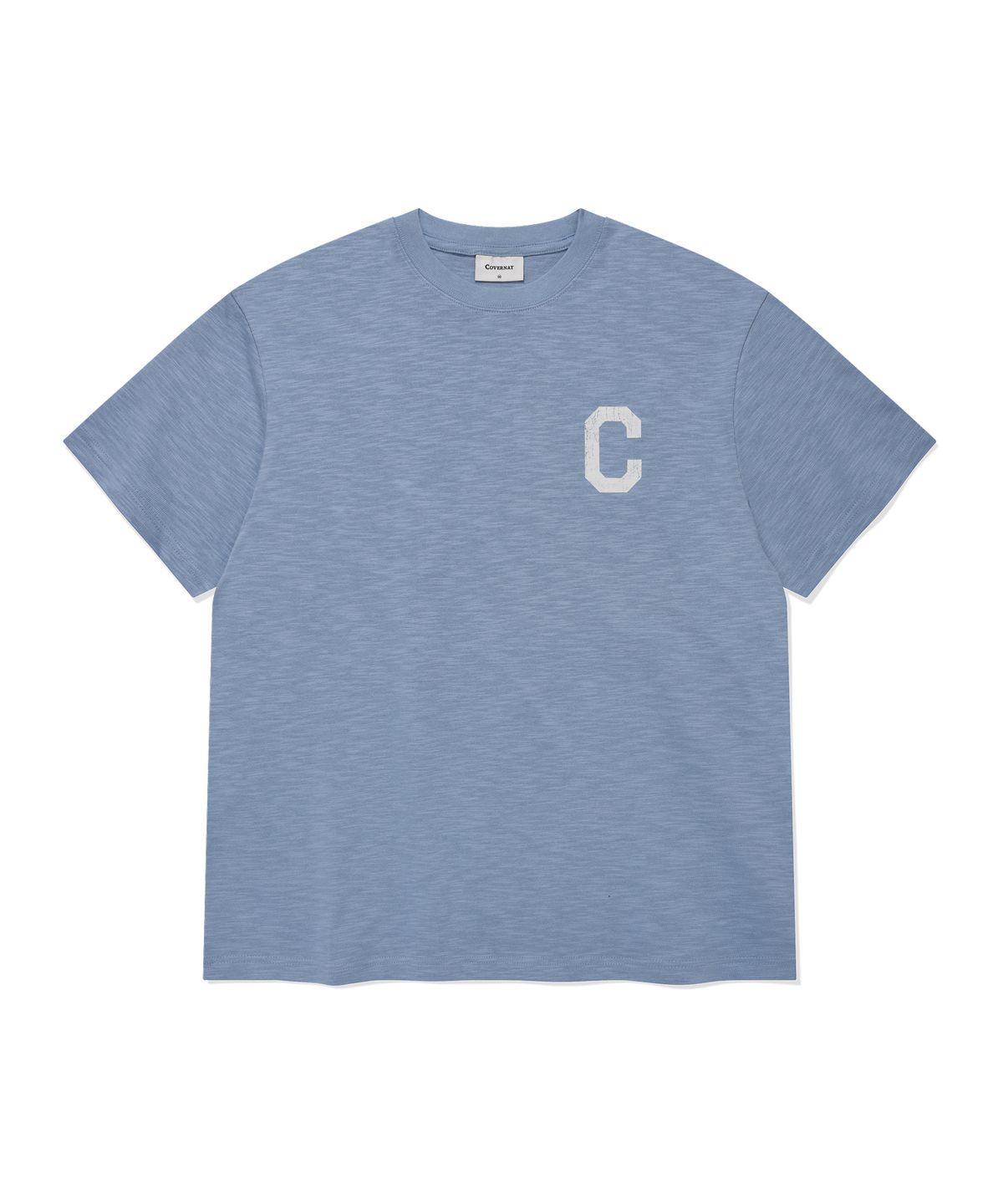 커버낫(COVERNAT) 슬럽 크랙 C 로고 티셔츠 Blue