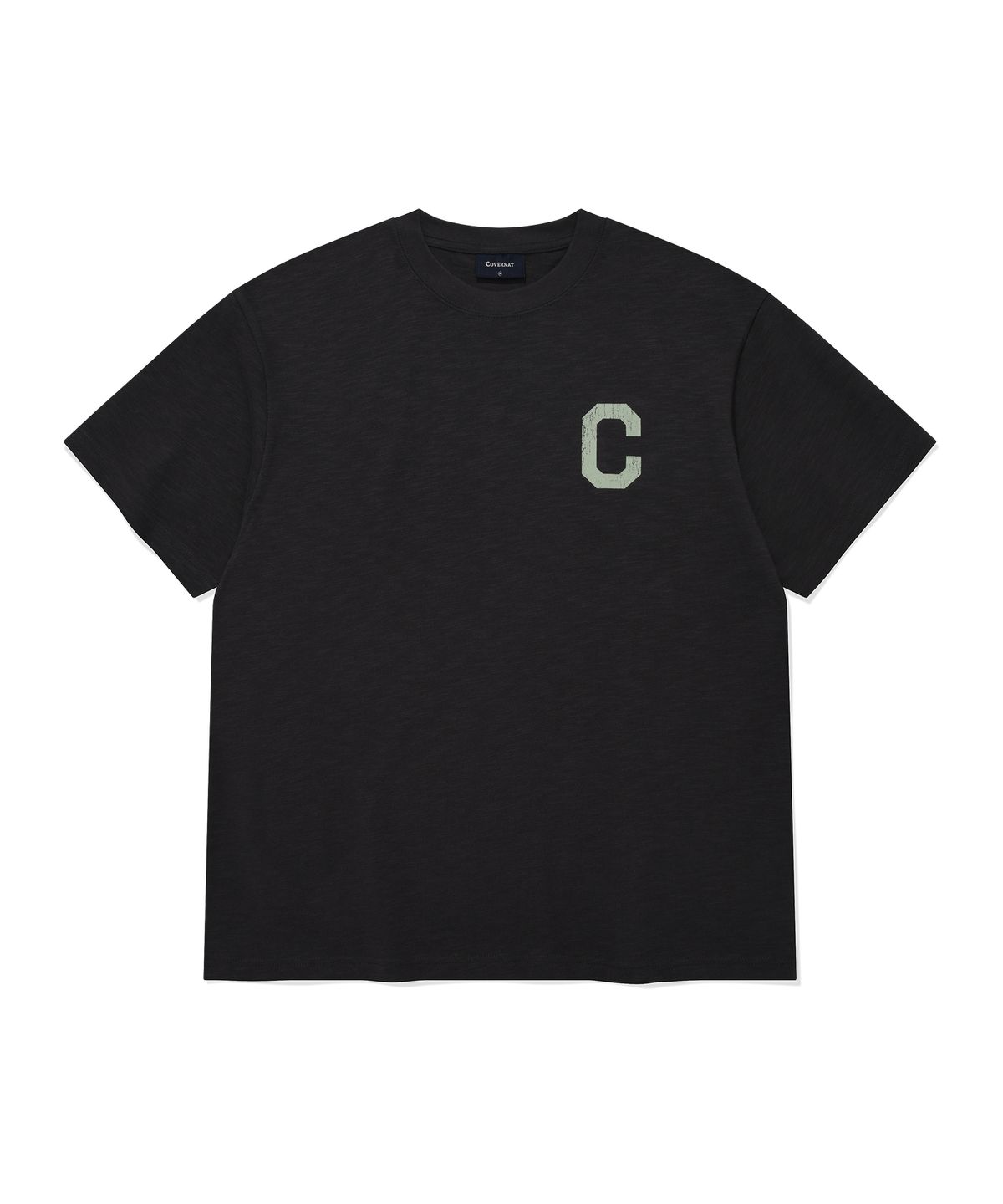 커버낫(COVERNAT) 슬럽 크랙 C 로고 티셔츠 Charcoal