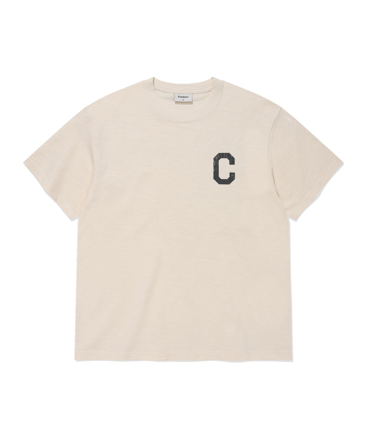 커버낫(COVERNAT) 슬럽 크랙 C 로고 티셔츠 Ivory