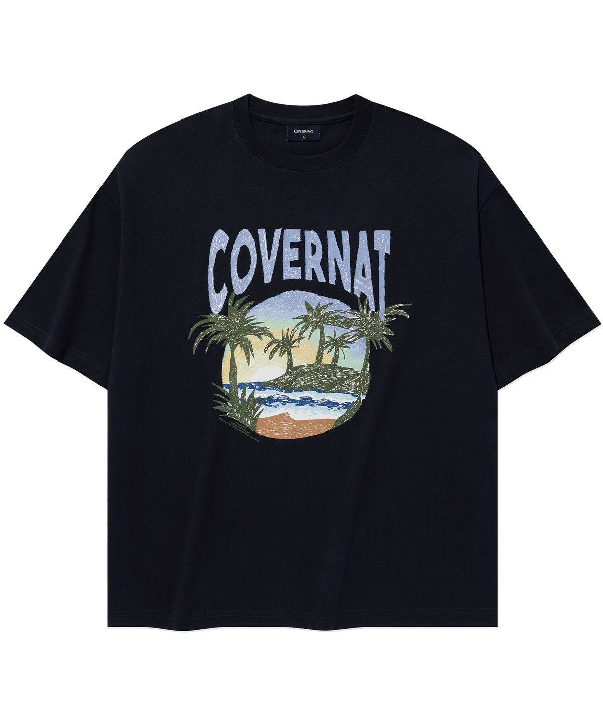 커버낫(COVERNAT) 트로피컬 그래픽 티셔츠 Dark Navy