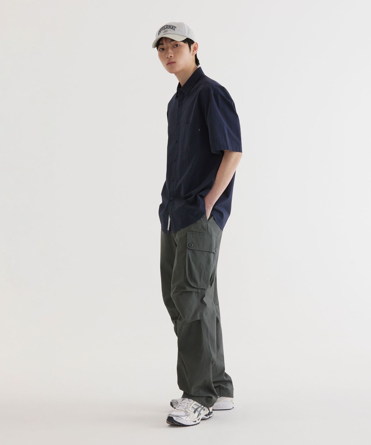 커버낫(COVERNAT) 조직 변형 하프 셔츠 Dark Navy