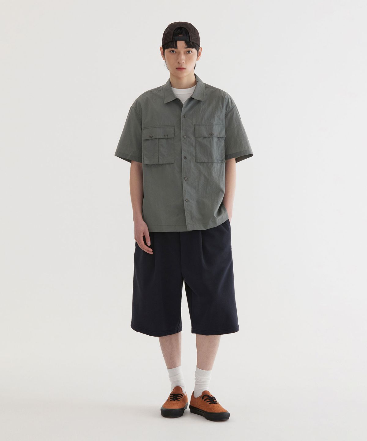 커버낫(COVERNAT) 나일론 퍼티그 하프 셔츠 Sage Gray