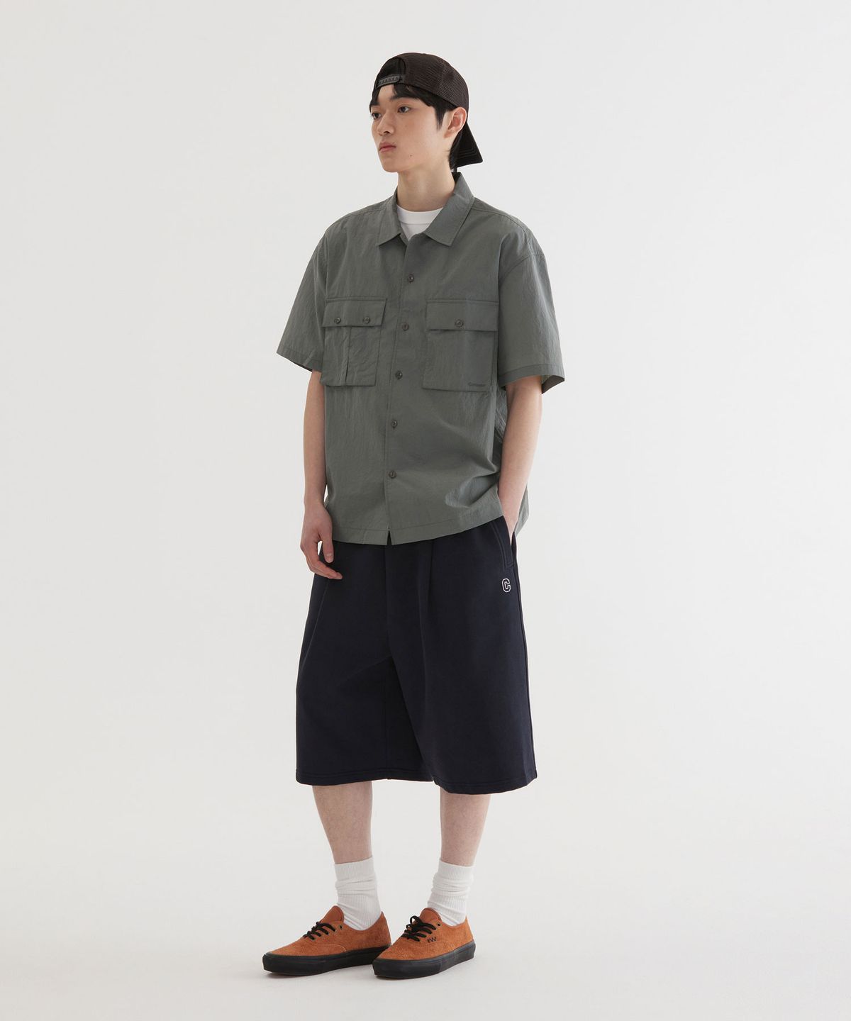 커버낫(COVERNAT) 나일론 퍼티그 하프 셔츠 Sage Gray