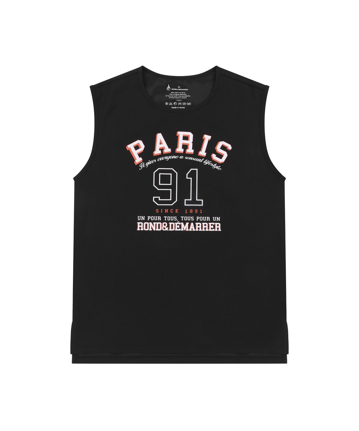 론앤디마리(ROND&DÉMARRER) [남성] 스포츠 기능성 아트웍 우븐 메쉬 슬리브리스 (PARIS ver.)
