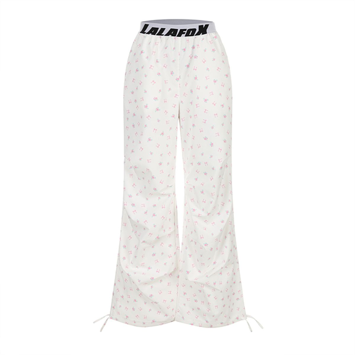 라라폭스(LALAFOX) FLOWER PRINT WIDE TRACK PANTS 나일론 트랙 팬츠 WHITE BR2WP001