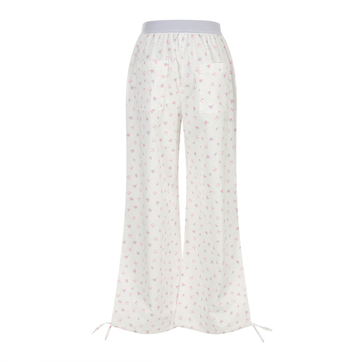 라라폭스(LALAFOX) FLOWER PRINT WIDE TRACK PANTS 나일론 트랙 팬츠 WHITE BR2WP001