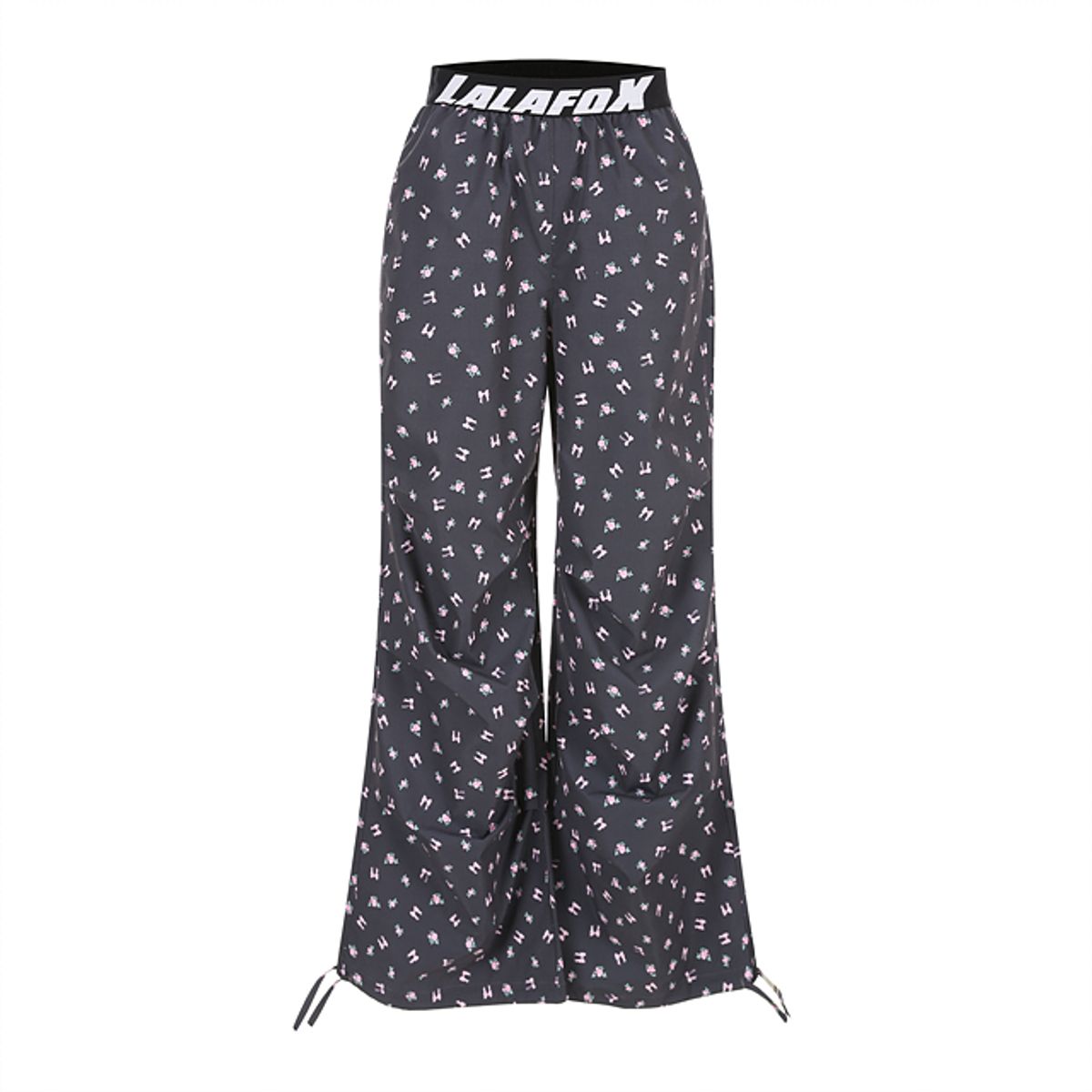 라라폭스(LALAFOX) FLOWER PRINT WIDE TRACK PANTS 나일론 트랙 팬츠 CHARCOAL BR2WP002