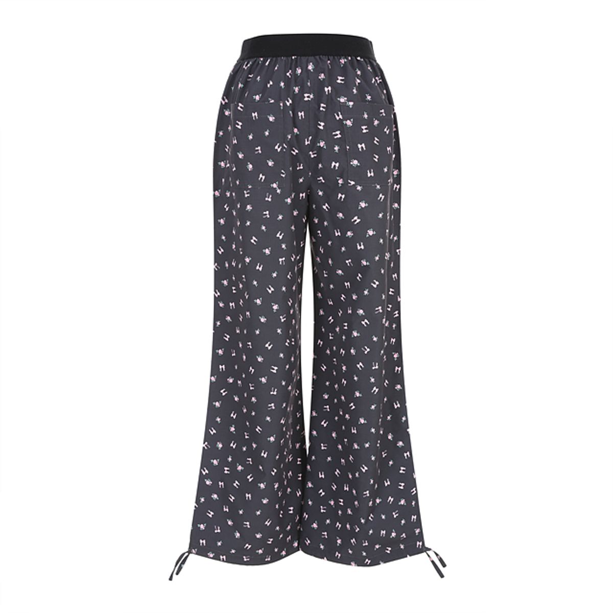 라라폭스(LALAFOX) FLOWER PRINT WIDE TRACK PANTS 나일론 트랙 팬츠 CHARCOAL BR2WP002