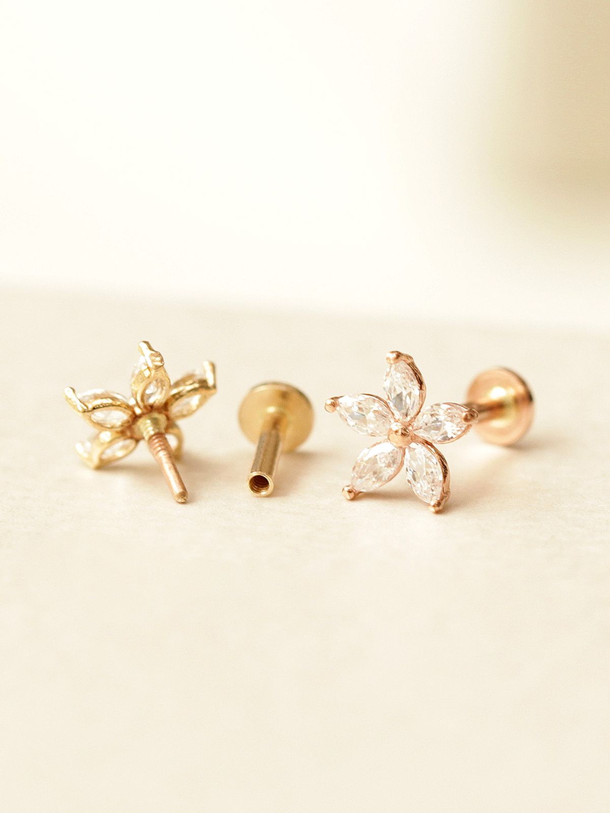 미니멀피어싱(MINIMALPIERCING) 14K 인터널 더블 플라워 라블렛 피어싱