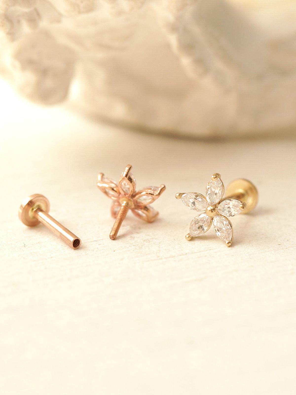 미니멀피어싱(MINIMALPIERCING) 14K 인터널 더블 플라워 라블렛 피어싱