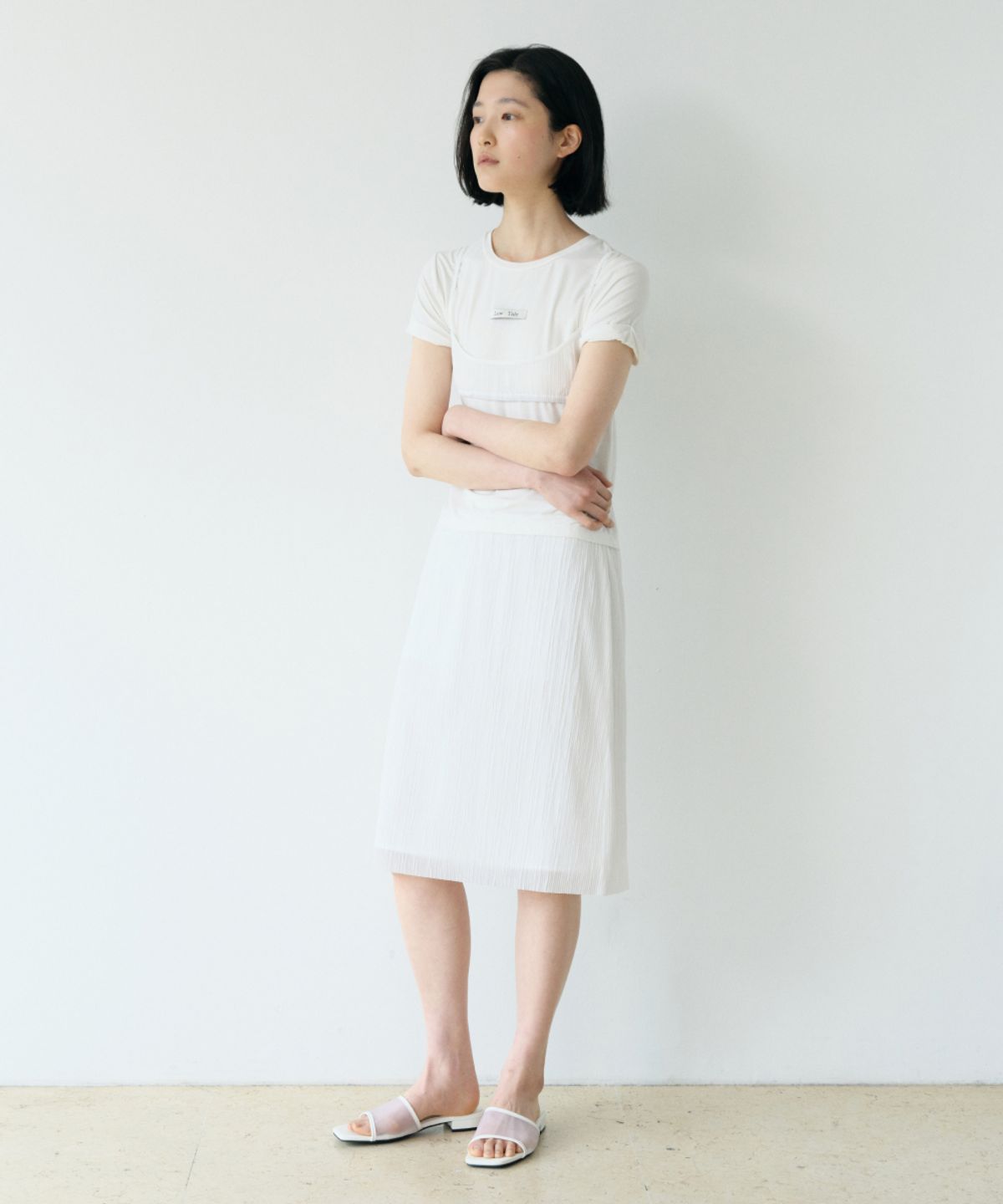 로우타이드(LOW TIDE) ROLL UP LABEL T-SHIRT [WHITE]