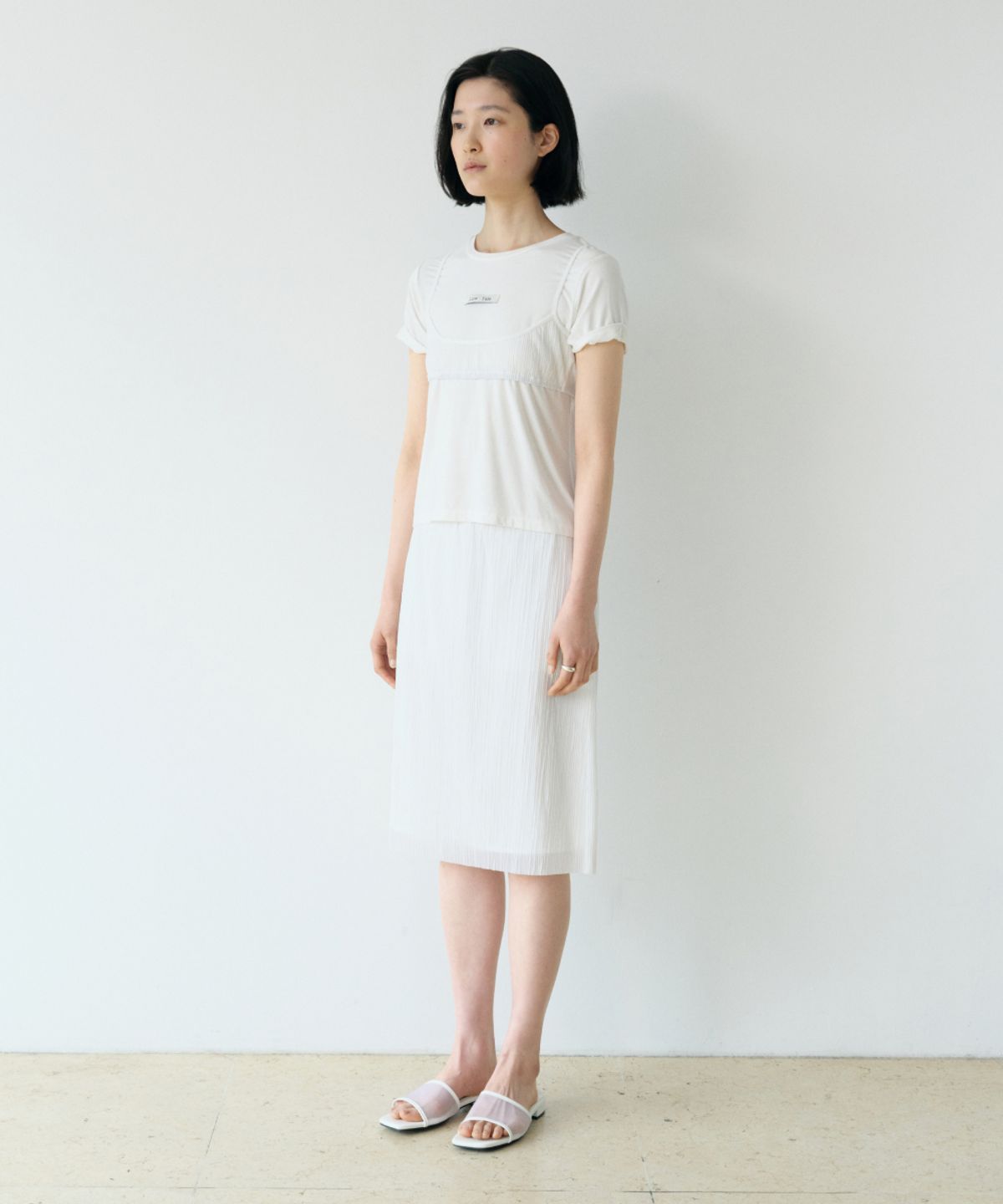 로우타이드(LOW TIDE) ROLL UP LABEL T-SHIRT [WHITE]