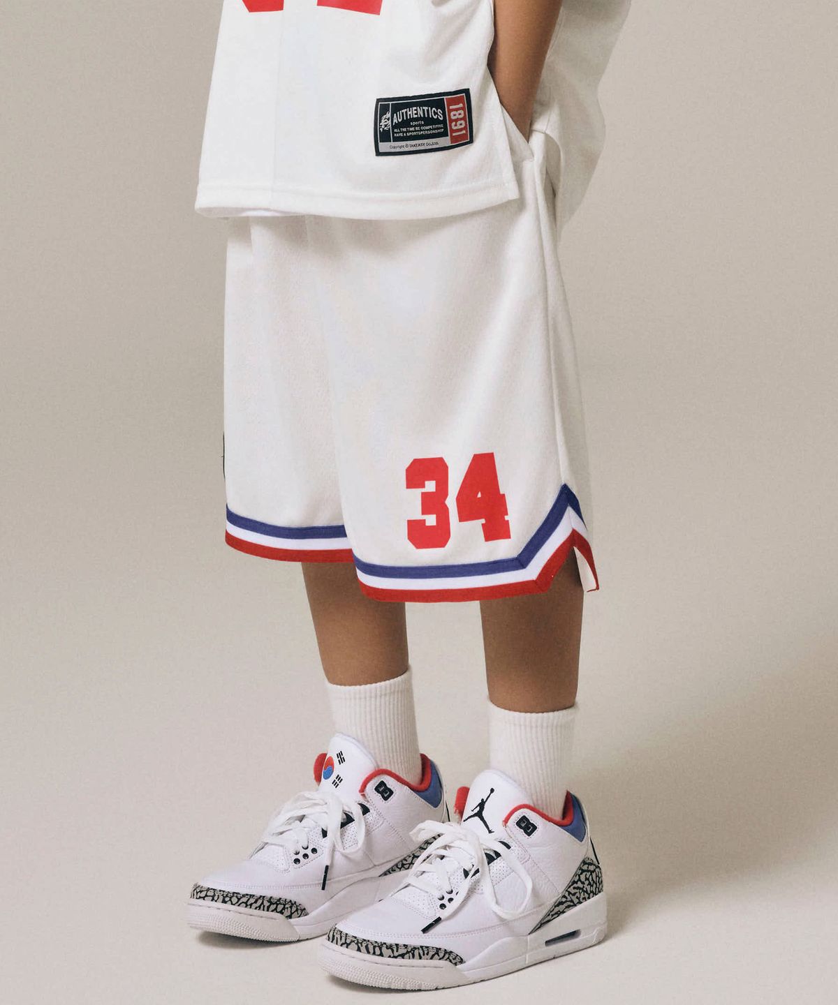 테이크이지 키즈(TAKEASY KIDS) 자이언트핏 바스켓볼 쇼츠 (화이트)