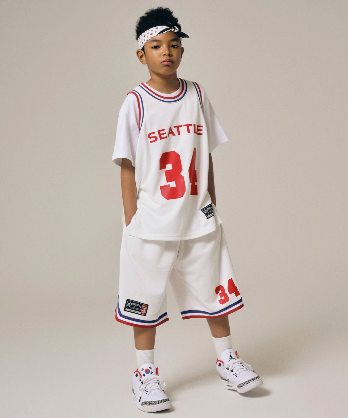 테이크이지 키즈(TAKEASY KIDS) 자이언트핏 바스켓볼 쇼츠 (화이트)