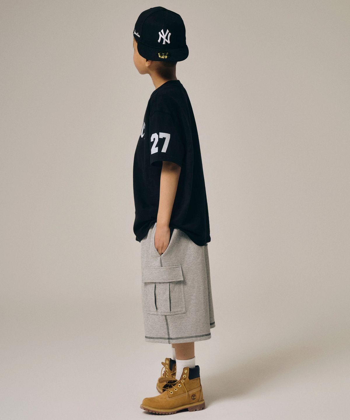 테이크이지 키즈(TAKEASY KIDS) 자이언트핏 카고 스웻팬츠 (멜란지그레이)