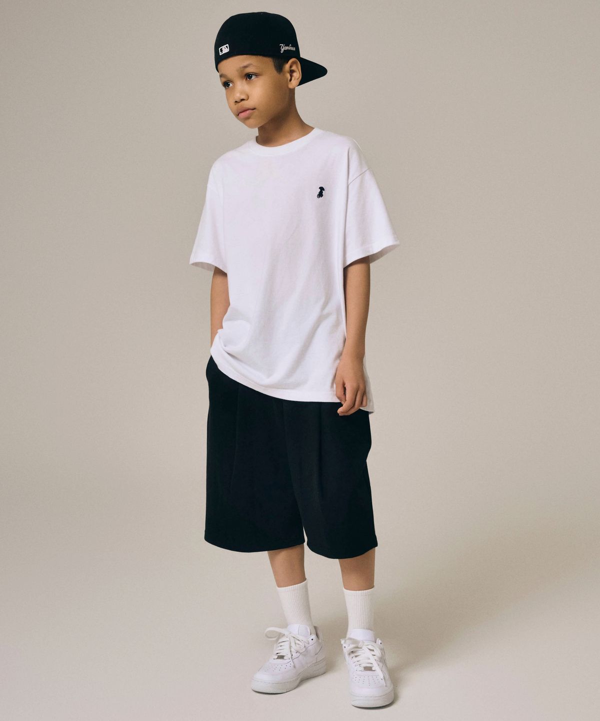 테이크이지 키즈(TAKEASY KIDS) 자이언트핏 원턱 메쉬 스웻 쇼츠 (블랙)