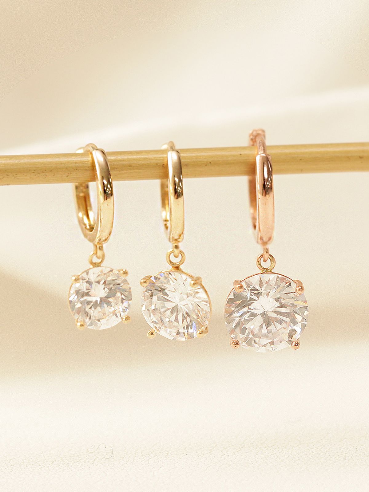 미니멀피어싱(MINIMALPIERCING) 14K 블링 큐빅 원터치 링 귀걸이