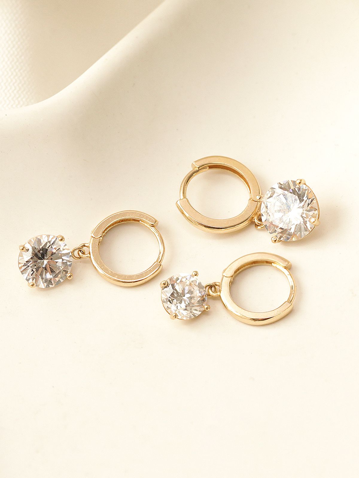미니멀피어싱(MINIMALPIERCING) 14K 블링 큐빅 원터치 링 귀걸이