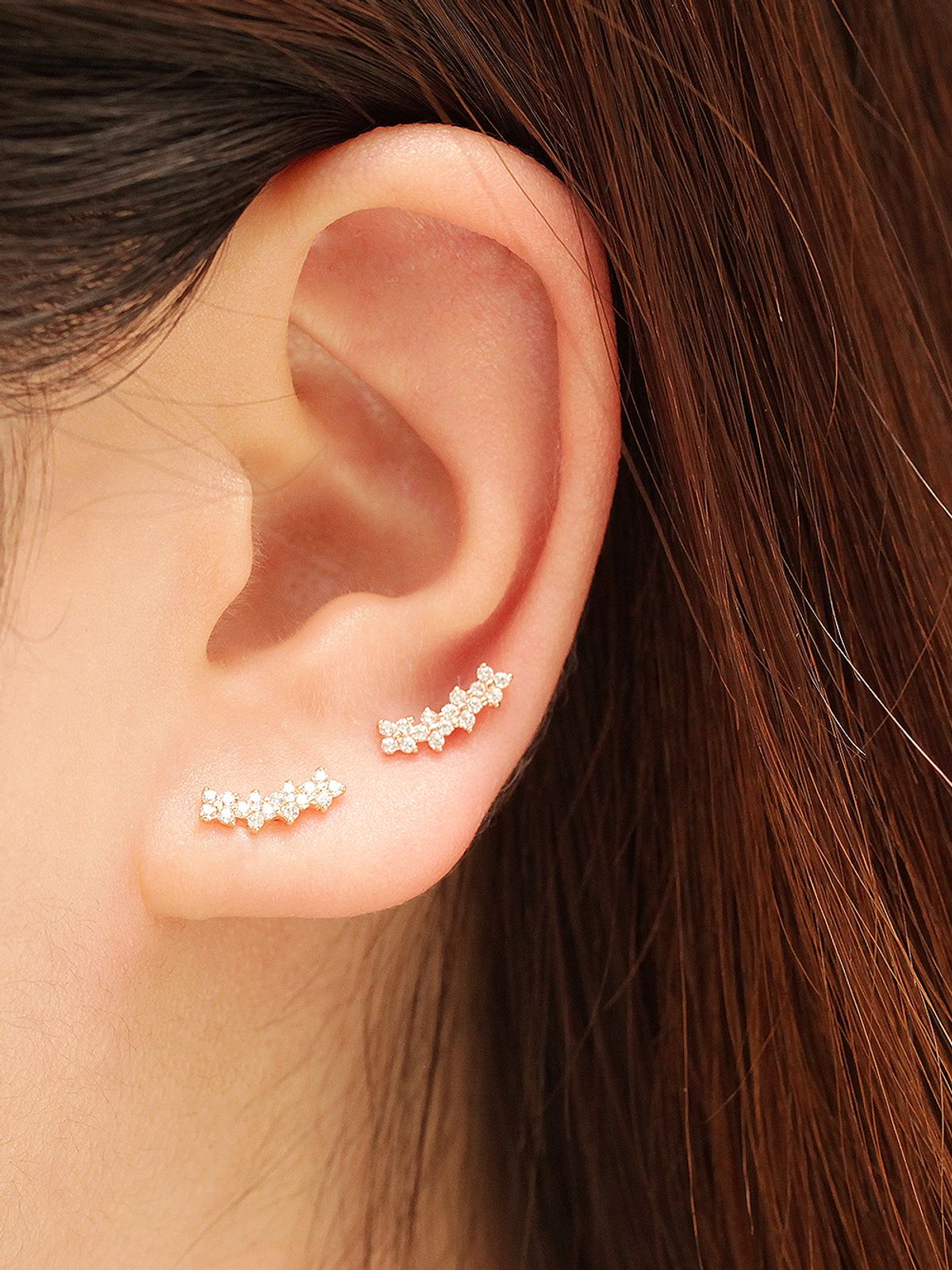 미니멀피어싱(MINIMALPIERCING) 14K 사단 큐빅 플라워 피어싱 귀걸이