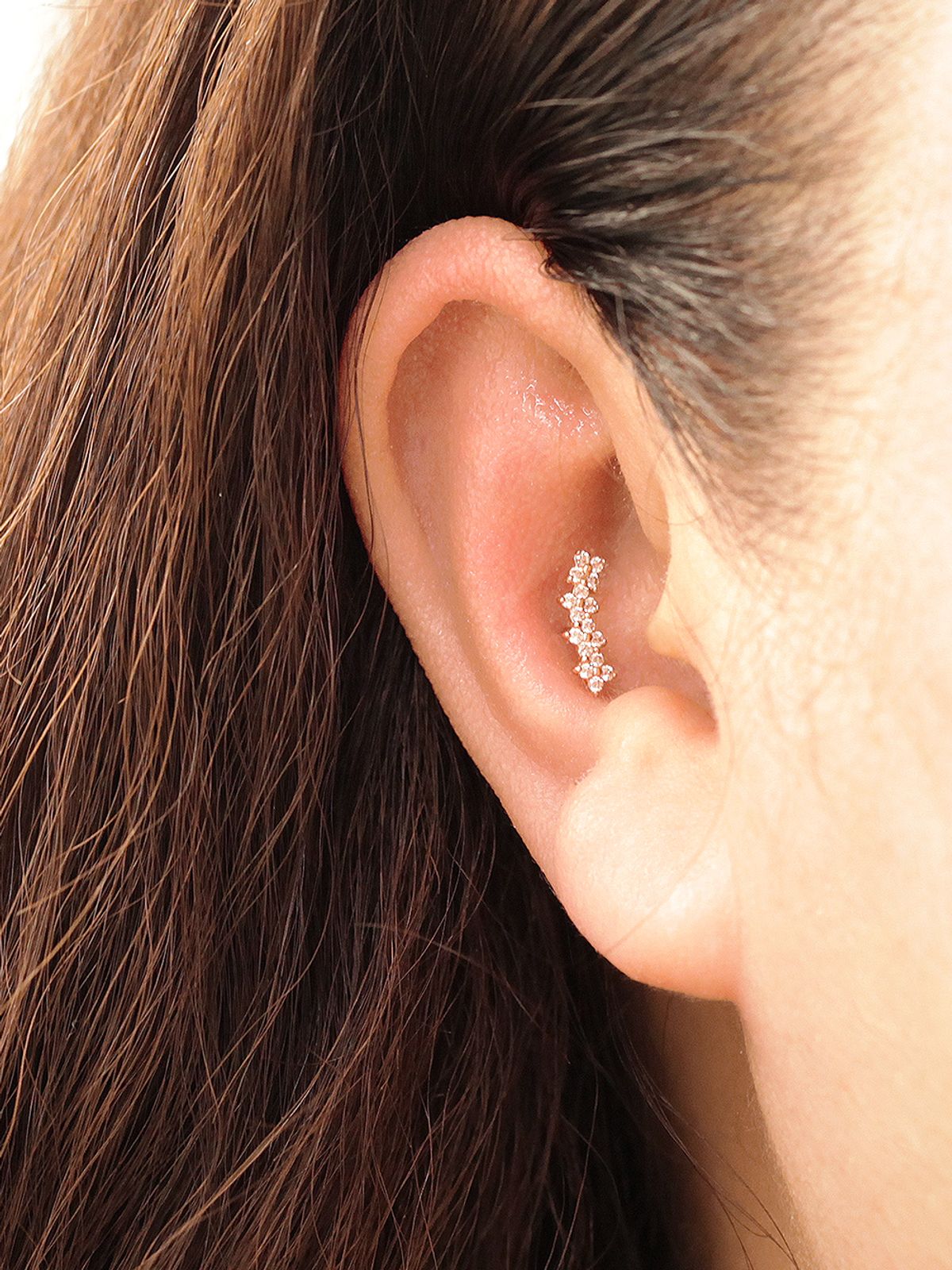 미니멀피어싱(MINIMALPIERCING) 14K 사단 큐빅 플라워 피어싱 귀걸이