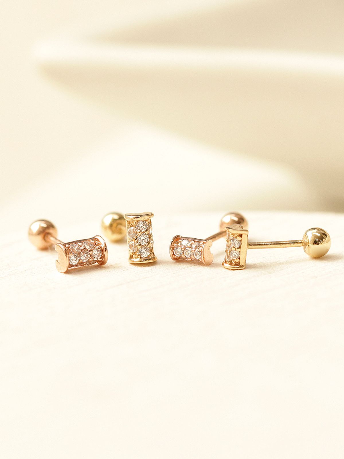 미니멀피어싱(MINIMALPIERCING) 14K 미니 해머 큐빅 피어싱 귀걸이