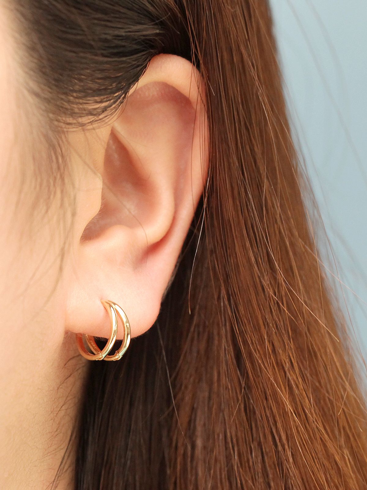 미니멀피어싱(MINIMALPIERCING) 14K 두줄 원터치 이너컨츠 링 피어싱 귀걸이