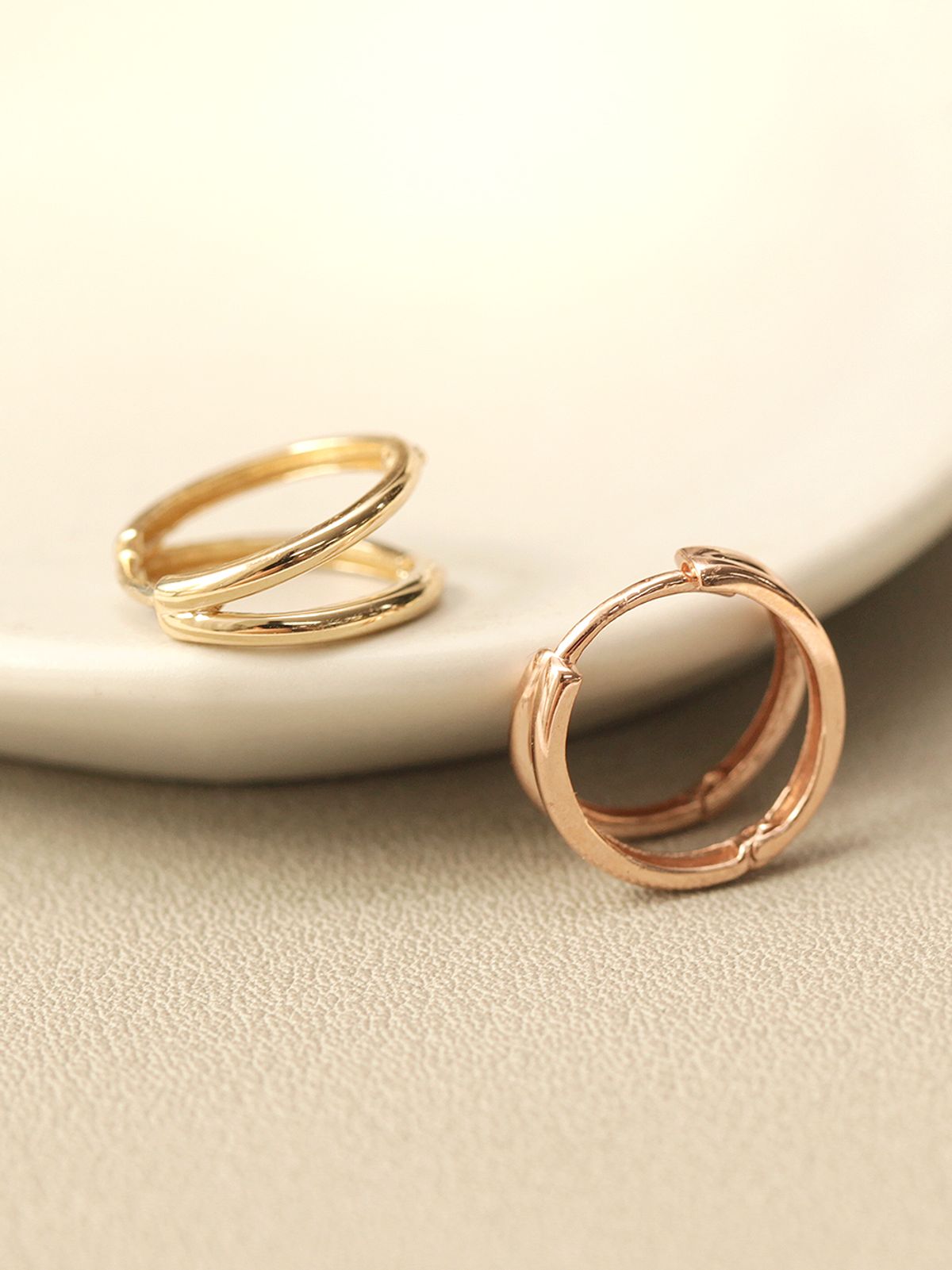 미니멀피어싱(MINIMALPIERCING) 14K 두줄 원터치 이너컨츠 링 피어싱 귀걸이