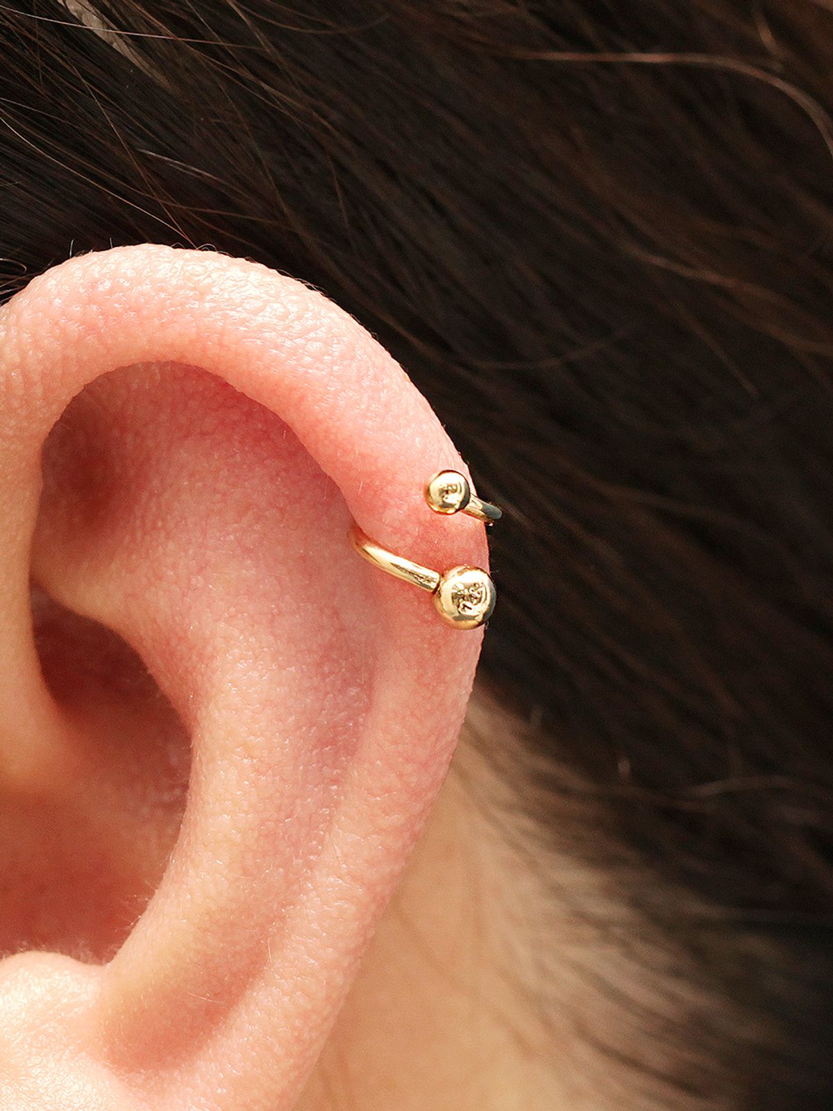 미니멀피어싱(MINIMALPIERCING) 14K 귓바퀴 트위스트 볼 피어싱 1.2두께