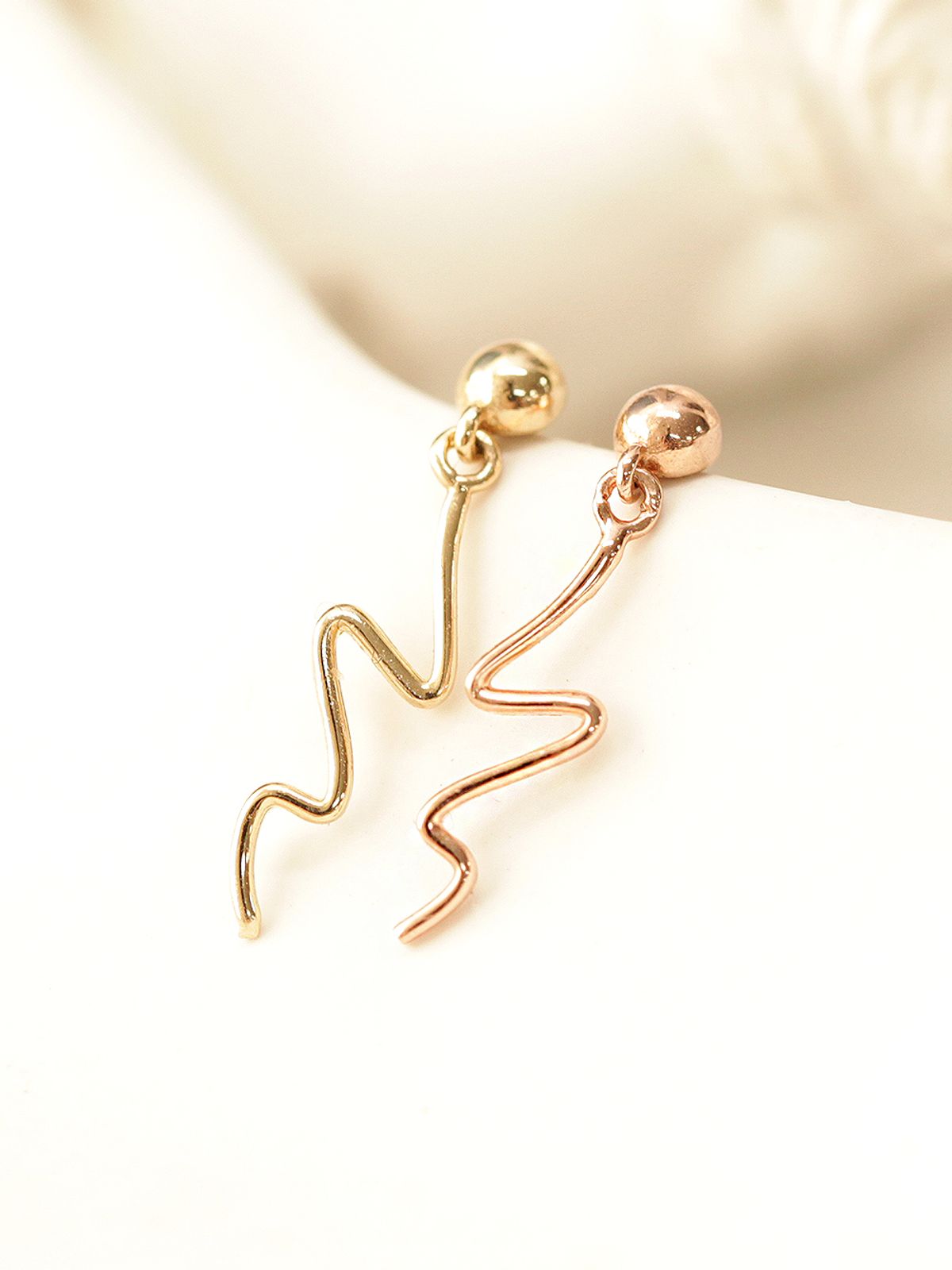 미니멀피어싱(MINIMALPIERCING) 14K 웨이브 드롭 볼 피어싱 귀걸이