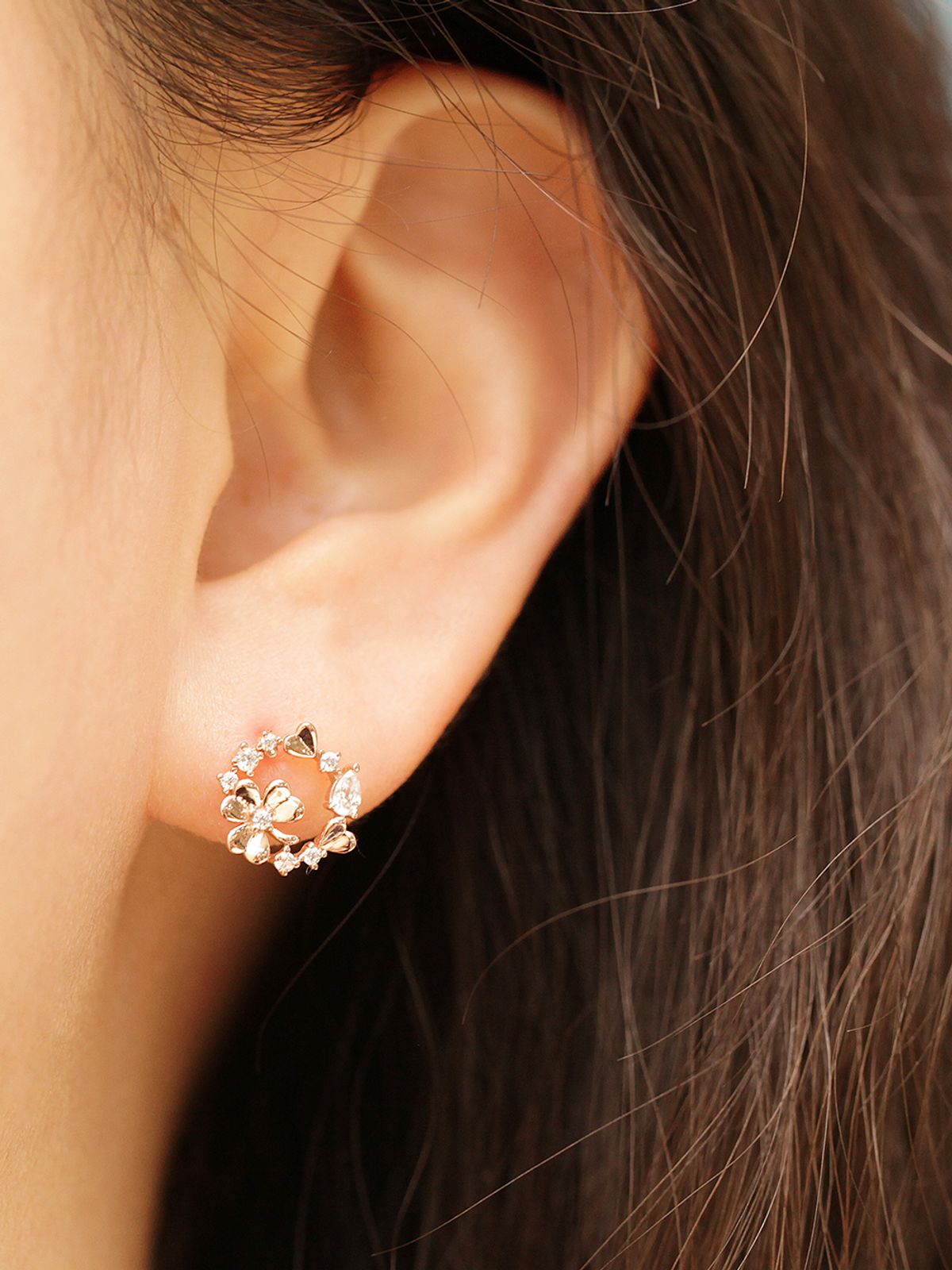 미니멀피어싱(MINIMALPIERCING) 14K 스페셜 화관 큐빅 피어싱 귀걸이