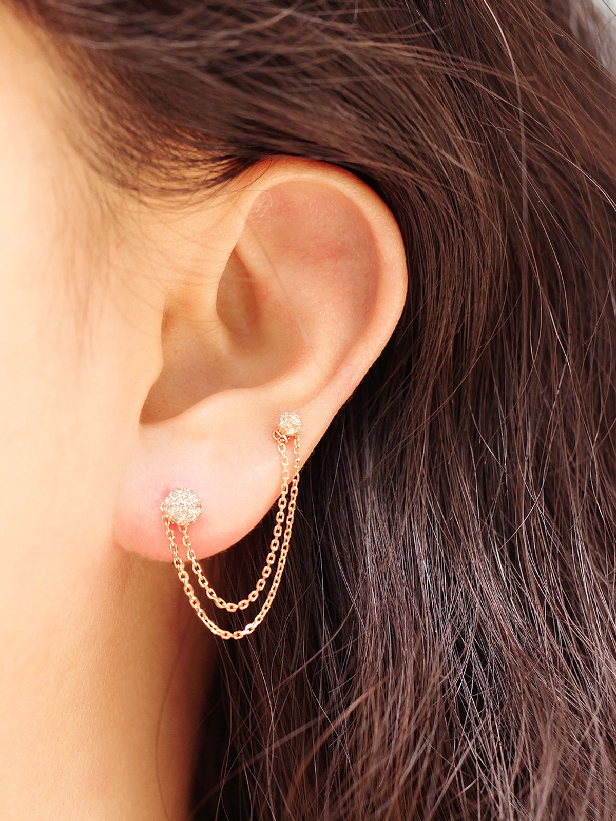 미니멀피어싱(MINIMALPIERCING) 14K 귀걸이 피어싱 레이어드 두줄 연장 체인