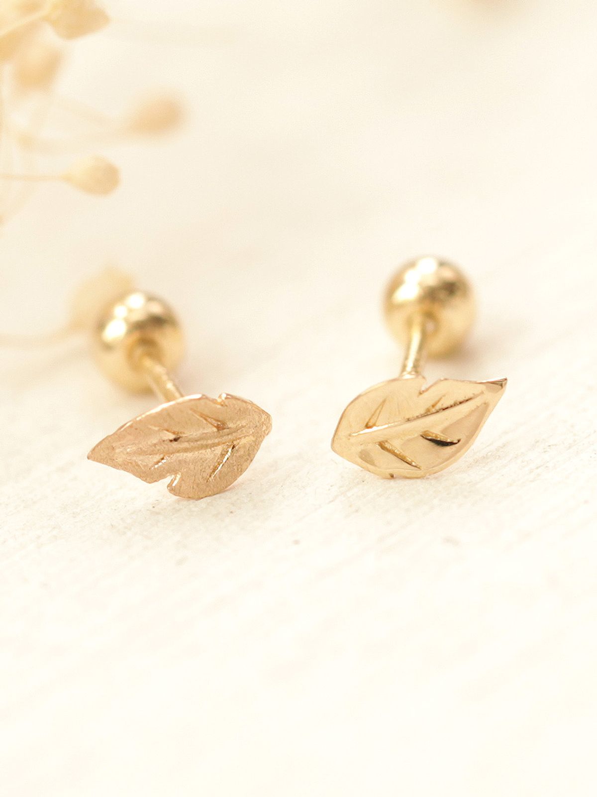 미니멀피어싱(MINIMALPIERCING) 14K 미니 리프 피어싱 귀걸이