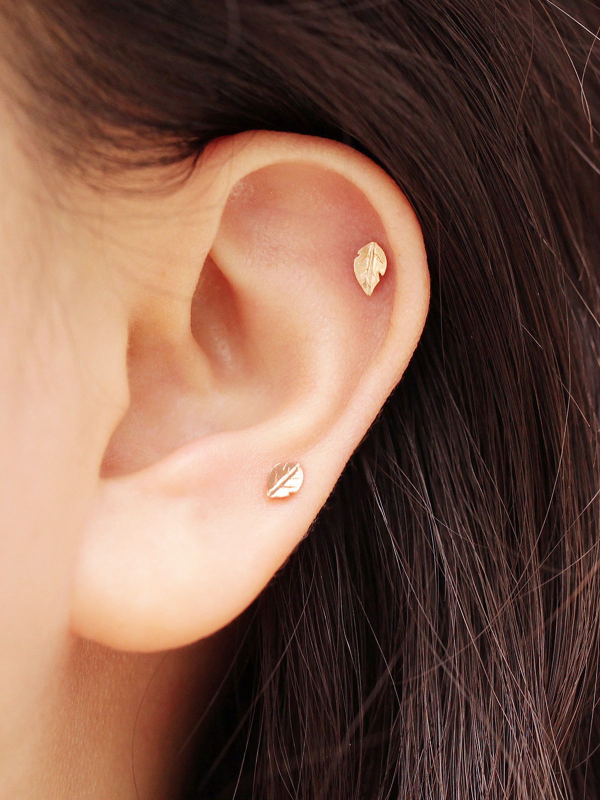 미니멀피어싱(MINIMALPIERCING) 14K 미니 리프 피어싱 귀걸이