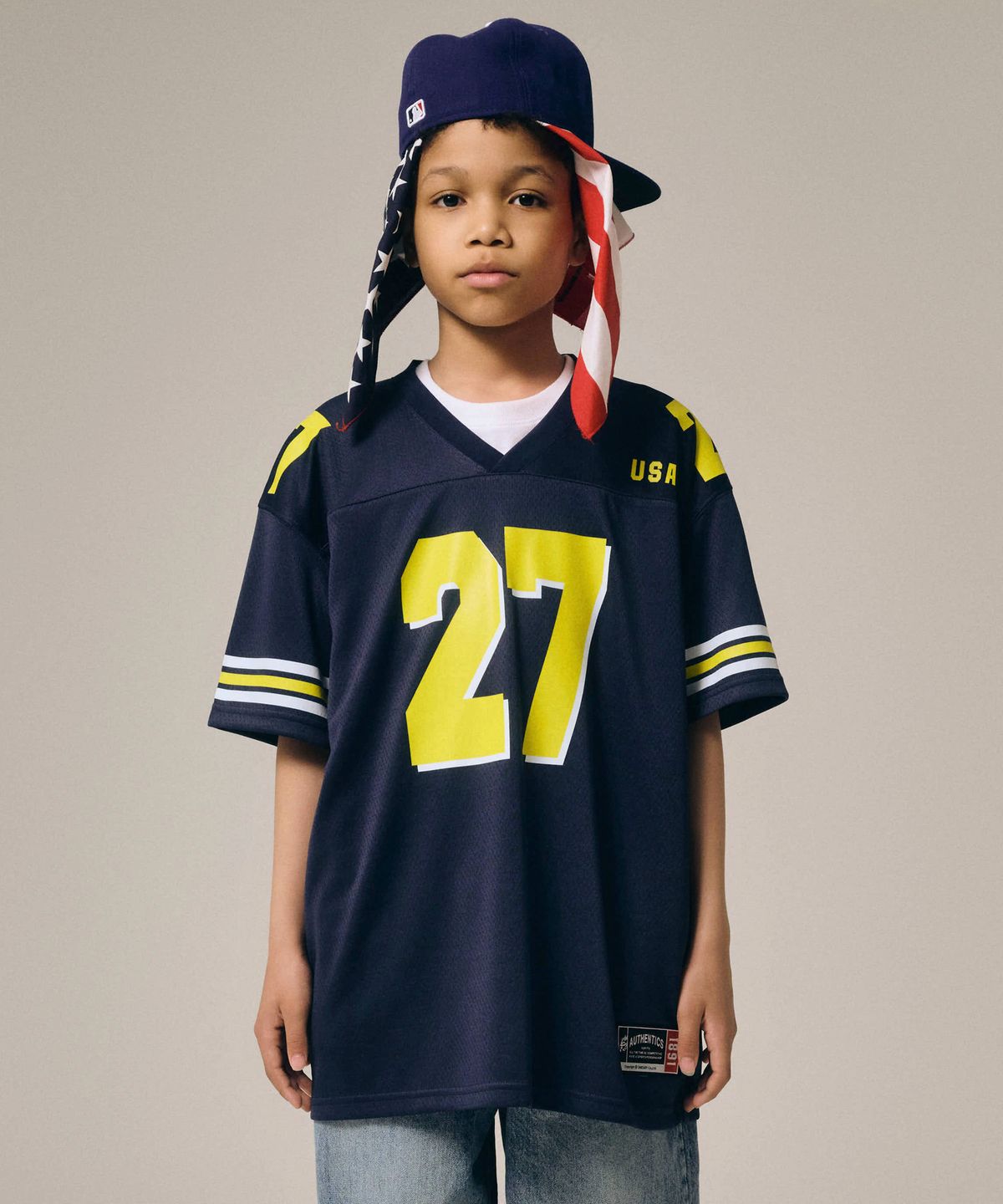 테이크이지 키즈(TAKEASY KIDS) 자이언트핏 USA 풋볼 저지 (네이비)