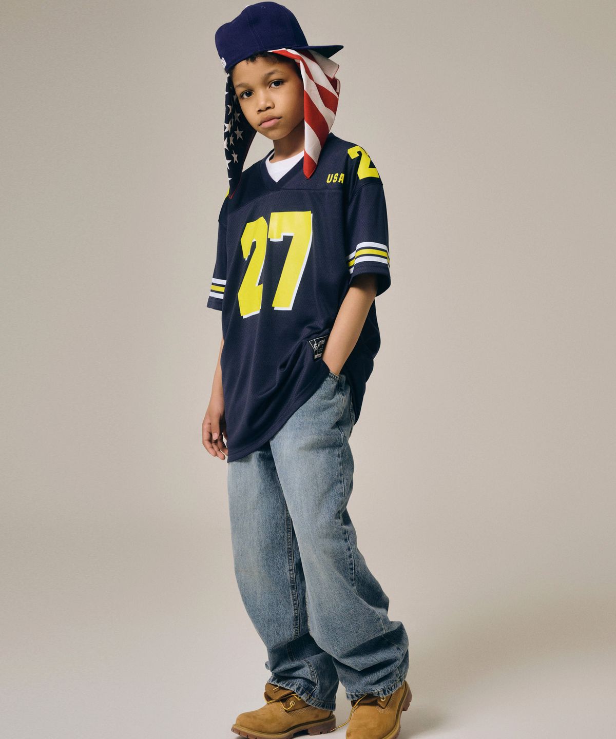 테이크이지 키즈(TAKEASY KIDS) 자이언트핏 USA 풋볼 저지 (네이비)
