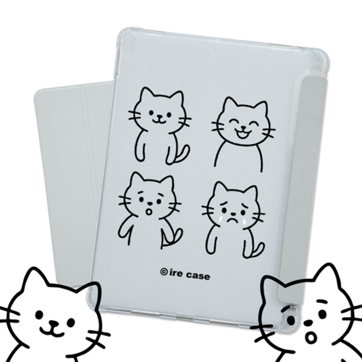 이레케이스앤굿즈(IRECASEGOODS) 네컷냥이 갤럭시탭 아이패드 애플펜슬 수납가능 풀커버 파스텔