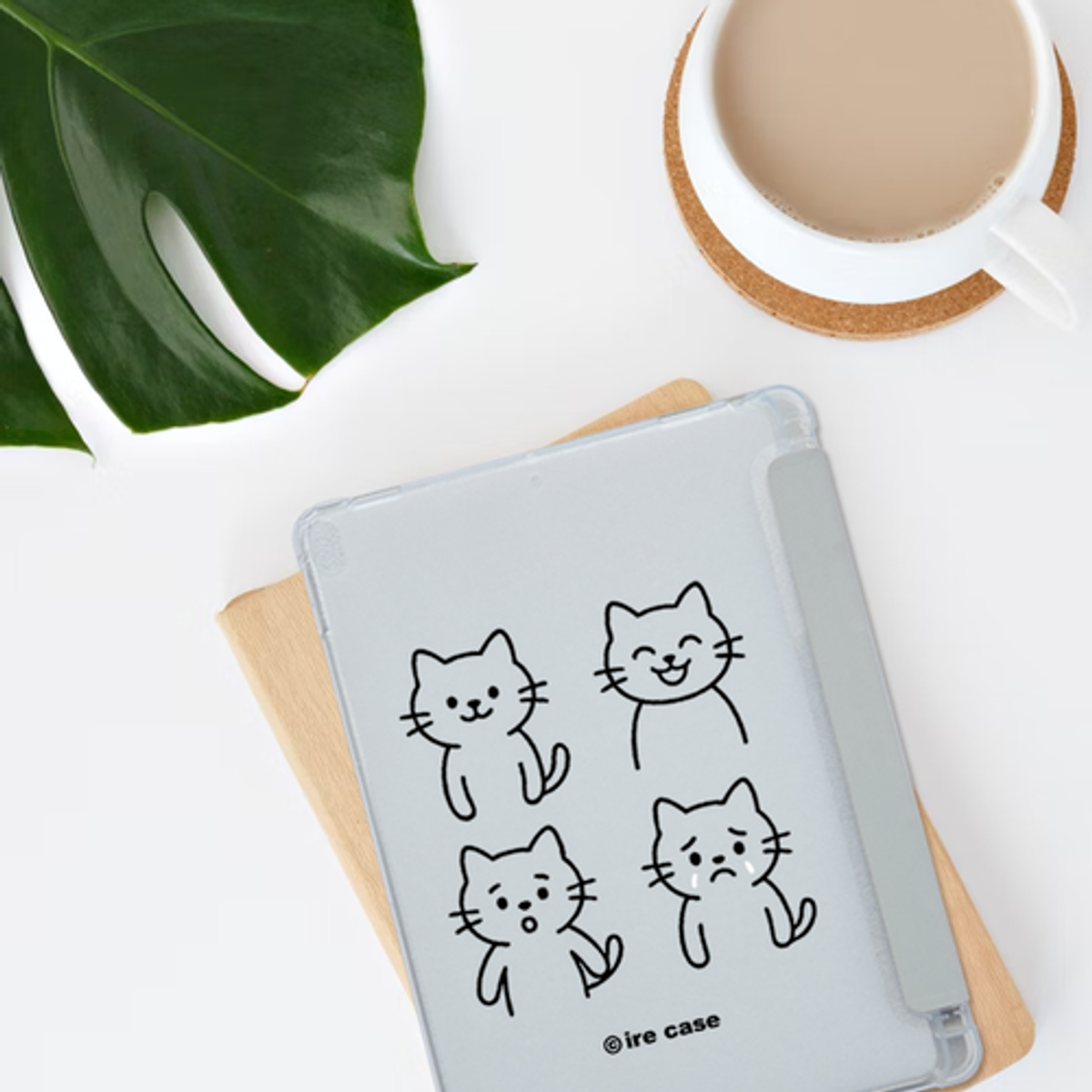 이레케이스앤굿즈(IRECASEGOODS) 네컷냥이 갤럭시탭 아이패드 애플펜슬 수납가능 풀커버 파스텔