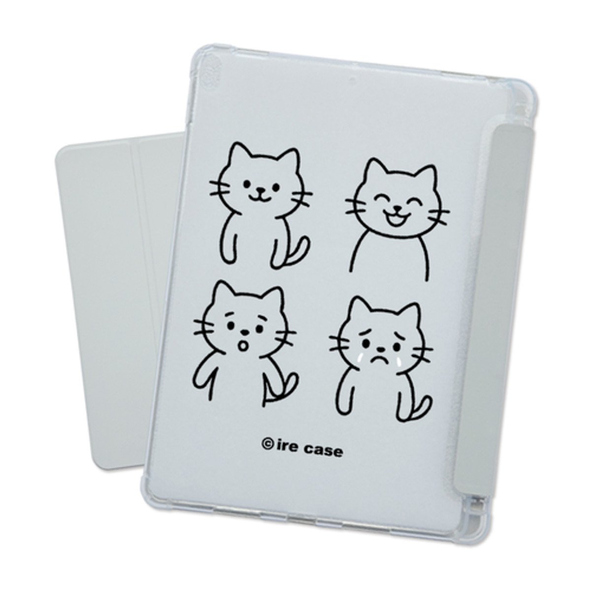 이레케이스앤굿즈(IRECASEGOODS) 네컷냥이 갤럭시탭 아이패드 애플펜슬 수납가능 풀커버 파스텔