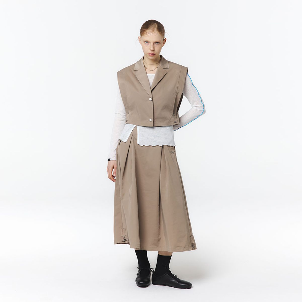 오프로드(OFFROAD) 여성 테일러드 VEST (베이지)_5LB1431
